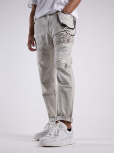 GIANNI LUPO Jeans con toppe pied de pule e schizzi di pittura GL6221Q Azzurro8