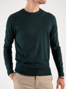 GIANNI LUPO Maglione girocollo basico in poliviscosa GL3398 Dark Green (1)