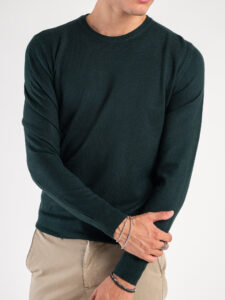 GIANNI LUPO Maglione girocollo basico in poliviscosa GL3398 Dark Green (2)