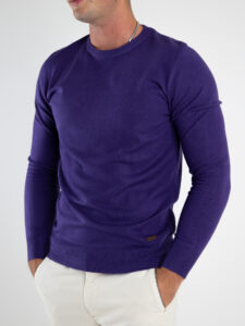 GIANNI LUPO Maglione girocollo basico in poliviscosa GL3398 Viola3