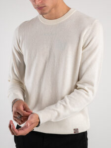 GIANNI LUPO Maglione girocollo basico misto cashemere GL383S Panna (3)