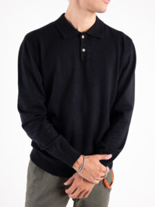 GIANNI LUPO Polo manica lunga basica GL508S Black1