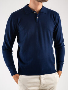 GIANNI LUPO Polo manica lunga basica GL508S Blu1