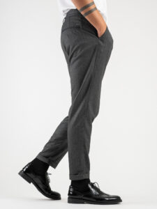 IMPERIAL Pantalone chinos da abito fantasia spigata PWB0GDX Antracite (4)