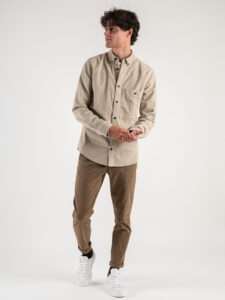 ONLY&SONS Camicia in velluto con colletto e tasca frontale NEW TERRY 22026296 Silver Lining (4)