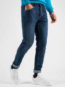 OVER-D Jeans slim fit cinque tasche senza rotture OC1F0W0D02 Blu (3)