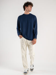 OVER-D T-shirt basica a manica lunga OE1F2W3T03 Blu (2)