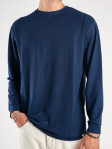 OVER-D T-shirt basica a manica lunga OE1F2W3T03 Blu (3)