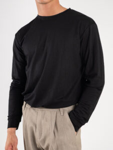 OVER-D T-shirt basica a manica lunga OE1F2W3T03 Nera (1)