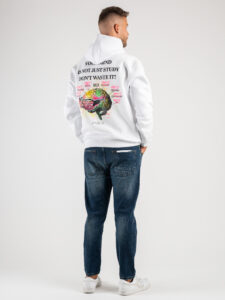PABLIC Felpa con cappuccio felpata con stampa DON’T WASTE IT 236032 Bianca3