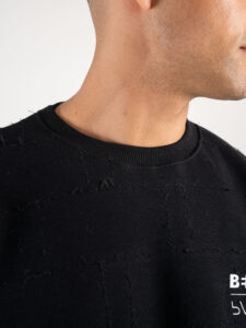 PABLIC Felpa girocollo felpata effetto rovinato 236019 Nero3