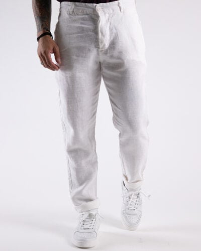 Pantalone elegante in lino 9019 Bianco