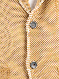 V2 Giacca in maglia misto lana lavorata monopetto bicolor GULOPE Cammello5