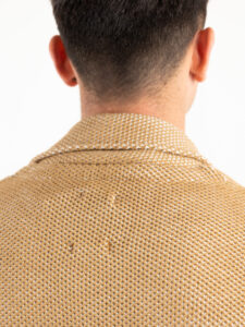 V2 Giacca in maglia misto lana lavorata monopetto bicolor GULOPE Cammello6