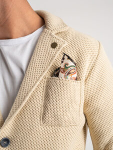 V2 Giacca in maglia misto lana merino con pochette GULOPE Burro (4)