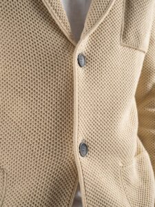 V2 Giacca in maglia misto lana merino con pochette GULOPE Burro (6)