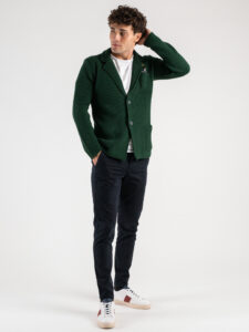 V2 Giacca in maglia misto lana merino con pochette GULOPE Verde (2)