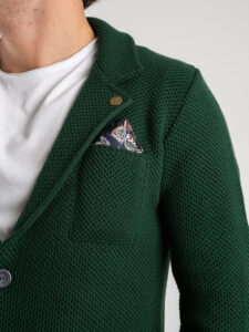 V2 Giacca in maglia misto lana merino con pochette GULOPE Verde (4)