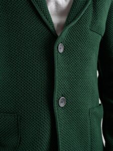 V2 Giacca in maglia misto lana merino con pochette GULOPE Verde (5)