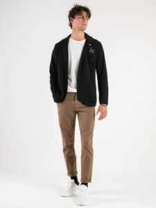 V2 Giacca in maglia misto lana monopetto basic con pochette GULNE Nero (6)