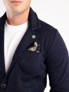 V2 Giacca in maglia misto lana monopetto con toppe GULTTIN Blu2