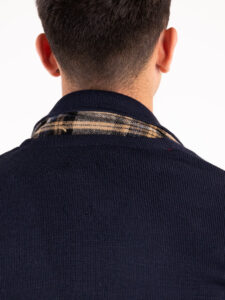 V2 Giacca in maglia misto lana monopetto con toppe GULTTIN Blu6