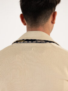V2 Giacca in maglia misto lana monopetto con toppe GULTTIN Burro9