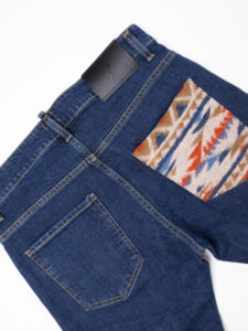 V2 Jeans blu slim,tasca posteriore in panno con stampa ETNICA Blu denim6