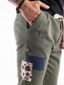 V2 Jeans con coulisse, piccole graffiature, pacht laterali DRILL Militare7