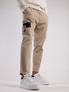 V2 Jeans con coulisse, piccole graffiature, pacht laterali DRILL Sabbia3