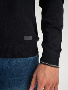 V2 Maglione basico in viscosa con taschino pied de poule MAVI Nero (5)