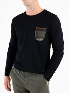 V2 Maglione basico in viscosa con taschino scozzese MAVI Nero2