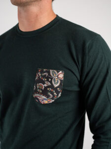 V2 Maglione in viscosa con taschino FIORATO MAVI verde (2)