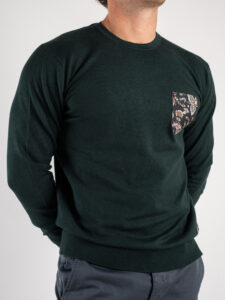 V2 Maglione in viscosa con taschino FIORATO MAVI verde (3)