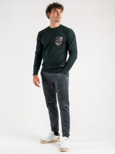 V2 Maglione in viscosa con taschino FIORATO MAVI verde (6)