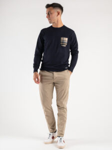 V2 Maglione in viscosa con taschino scozzese MAVI Blu