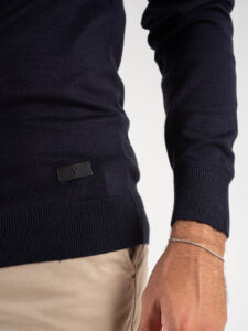 V2 Maglione in viscosa con taschino scozzese MAVI Blu (5)