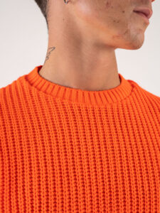 V2 Maglione misto lana con strappi MASTR Arancio Fluo (7)