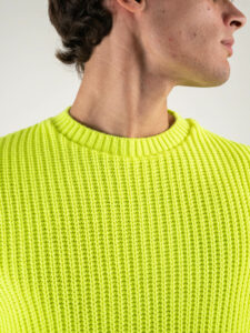 V2 Maglione misto lana con strappi MASTR Giallo Fluo (5)