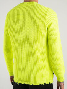 V2 Maglione misto lana con strappi MASTR Giallo Fluo (7)