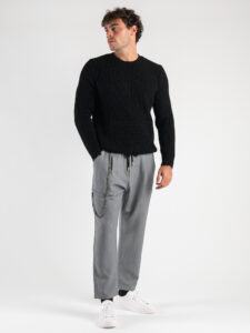 V2 Maglione misto lana con strappi MASTR Nero (1)