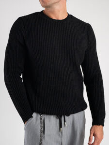V2 Maglione misto lana con strappi MASTR Nero (2)