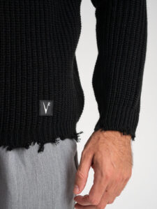 V2 Maglione misto lana con strappi MASTR Nero (4)