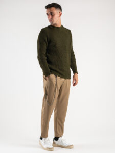 V2 Maglione misto lana con strappi MASTR Verde Militare (2)