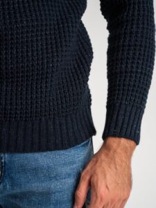 V2 Maglione misto lana con taschino PATCHWORK 23 Blu (5)