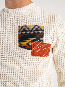 V2 Maglione misto lana con taschino PATCHWORK 23 Panna (3)