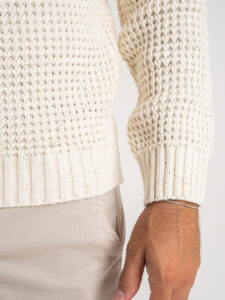 V2 Maglione misto lana con taschino PATCHWORK 23 Panna (6)