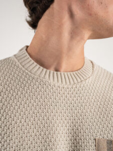 V2 Maglione misto lana con taschino a quadri MAO Burro (3)