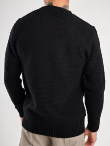 V2 Maglione misto lana con taschino bianco floreale MAO Nero (1)