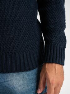 V2 Maglione misto lana con taschino fantasia azteca MAO Blu (6)
